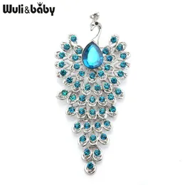 Pins broszki Wuli Baby Big Peacock Bird Women Beauty 3 Kolor Animal Weddings Party Office Brooch Prezenty 230621