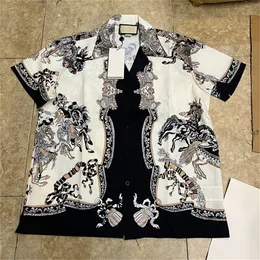 Дизайнеры боулинг рубашки мужская мода цветок гавайский шелк шелковый бизнес рубашка повседневные рубашки мужчины Slim Fit Fit Front Frood Sst