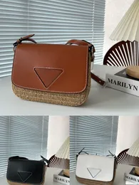 Уникальная дизайнерская модная новая сумка-тоут 2023. Соломенная сумка, пляжная сумка. Сумка CrossBody. Высококачественная кожаная шпона.