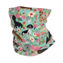 Bandanas Dachshund Floral Dog Pattern Winter Neck Warmer Windproof Wrap Face Scarf For Ski Sausage Wiener Badger Doxie Gaiter Headband