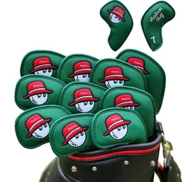 Other Golf Products 10pcs/set Golf Club Head Cover PU Leather Golf Iron Cover Golf Iron Head Sleeve Irons Wedge Green Cover Golf Accessories 230620