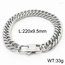 Link Bracelets 9.5mm 8.66inch Mens Strong Bracelet Stainless Steel Cuban Chain Suitable For Men Dad Boyfriend Husband