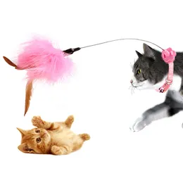 おもちゃのためのおもちゃ猫のアクセサリー猫の襟のおもちゃインタラクティブセルフヘルプフェザーティーザースティックベル付き子猫送料無料アイテム