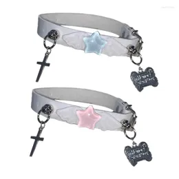 Ketten Punk Spike-Rivet Halsband Halskette Stilvolle Steampunk-Star Cross-Cosplay Hip Hop Y2K Gothic Statement Halskette