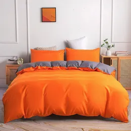 Bedding sets drop summer Double solid AB side Orange Grey duvet cover pillowcase US twin FR king AU single queen UK double 2 3pcs 230620