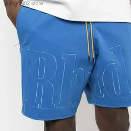 Pantalones cortos para hombre 2023 RHUDE, pantalones cortos deportivos con cordón bordado con letras de verano para hombres y mujeres S-XL T230625