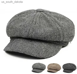 Baker Boy Cap Fashion Gatsby Hat Men tweed basker vinter justerbar varma newby cap hattar manliga åttkantiga mössor pappa hatt hombre l230523