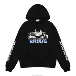 Abbigliamento firmato Felpe da uomo Felpe con cappuccio Small Fashion Rhude Castle Stampa Felpa con cappuccio in spugna di cotone di alta qualità Maglione Fashion Streetwear Pullover jacke