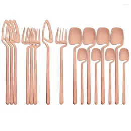 Conjuntos de louça 16 peças ouro rosa 18/10 conjunto fosco de aço inoxidável faca garfo colher de café talheres talheres de cozinha para casa