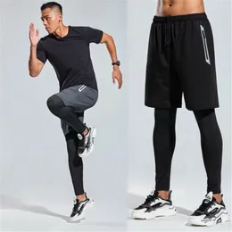 Mens Pants Leggings with Shorts Compression Running Sports Long Pant GYM Tight Trouser 230620