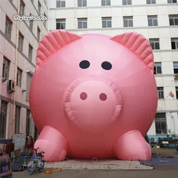 Utomhusparadprestanda Giant Uppblåsbar rosa gris djurballong 6m (20ft) Söt reklamluftsblåsad grismodell för evenemang