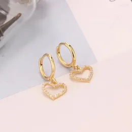 Hoop Earrings Shiny Zircon Heart Hangle For Women Crystal Drop Huggie CZ Cubic Zirconia Wholesale Simple Jewelry