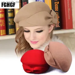 Winter Beret Beanies Hat Women's Wool Hat Fashion Female Beret Cap French Trilby Soft Pillbox Hat Dress Hat L230523