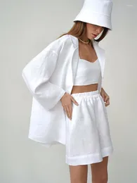 Women's Tracksuits Summer Clothes Two Piece Set For Women Short Sets Nuevo En Conjuntos A Juego Cotton Curtos Loose Shirt High Waist