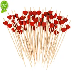 Neue 100 Stücke Rotes Herz Hochzeit Einweg Bambusspieße Buffet Essen Obst Gabeln Holz Cocktail Picks Hochzeit Geburtstag Party Supplies