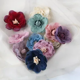 Fiori decorativi Confezione da 10 pezzi Spilla fiore filato Cappello fatto a mano fai da te Calza tessuto all'ingrosso