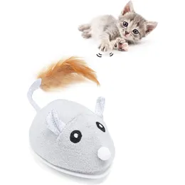 Interaktywna kota zabawka automatyczna mysz z kotem z piórem z USB ładującym ćwiczenie zwierząt z lampy LED Smart Electric Robot