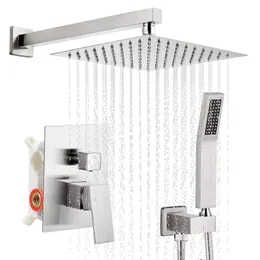 Badezimmer-Duschköpfe, gebürstetes Nickel, Armaturen-Set, Regen-Wasserfall-System, Wandmontage, Badewannenmischer-Kombination für 230620