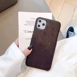 iPhone 13 Hülle Designer Telefonhüllen für Apple 15 12 11 Pro Max XS XR 8 7 plus Luxus PU Leder gegen Patch -Kartenhalter Taschen Pelle Marrone Back Cover Coque Brown Blume