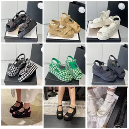 Brand Slippers Best Quality Slippers 2023 Small Fragrance Thick Sole Sandals Women's 5CM Waterproof Platform Waterproof Platform Elevated Shoes Versatile
