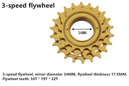 Bike Free Wheels łańcuch 3 prędkość koło zamachowe 16T 19T 22T Mountain Folding Road 230621