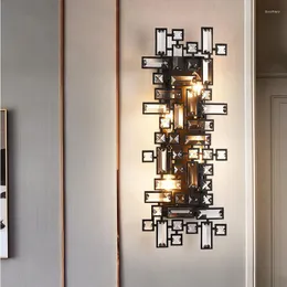 Wandleuchte aus Kristall, luxuriös, gold/schwarz, LED-Schlafzimmer, Wohnzimmer, dekorative Beleuchtung mit modernem, schlichtem Designer