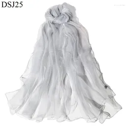 Halsdukar kvinnors fastfärgade silkescarf monokrom chiffongsjön solskyddsmedel stor storlek resepo sjal