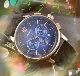 Six Needles Fabric Leather Belt Watch 41mm Sub Subs Work Fashion Mens على مدار الساعة جودة عالية الجودة الرياضية Japen VK Quartz Chronograph Valentine Day Wistwatch