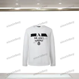xinxinbuy män kvinnliga designer tröja hoodie brev broderi tyg tröja paris kläder svart khaki grå s-2xl
