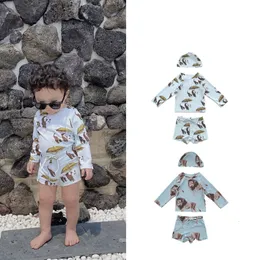 Shorts Kinderbadebekleidung Panda Langarm Sonnenschutz Split Badeanzüge Jungen Badeanzug Kinder Sommer Baby Frühling Badebekleidung 230620