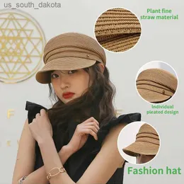 Summer New Korean Wersja dla kobiet berets swobodny moda Str Shading Sun Sun Ochrona Hat Gorrassed Peaked Japan Design Cap L230523