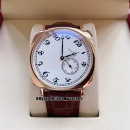 Nowe 40 mm historyki amerykańskie 1921 Automatyczne męskie zegarek 82035 000R-9359 Rose Gold Case White Dial Brązowy pasek skórzany Wysoka jakość252t