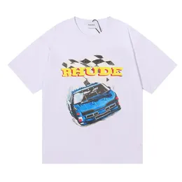 24SS Rhude T 셔츠 디자이너 패션 의류 티 힙합 잉꼬 잉꼬 긴 꼬리 앵무새 인쇄 고위 스트리트 캐주얼 다용도 짧은 슬리브 티셔츠 남자 여자 스트리트웨어 ZM