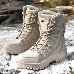 Hiking Footwear Beige Winter Outdoor Hiking Boots Couple Men Trekking Shoes Women Big Size Military Tactical Boots For Men scarponi da montagnaHKD230621