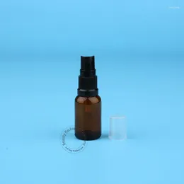 Förvaringsflaskor 10 st/parti amber 15 ml glas eterisk oljeflaska med vatten liten 1/2 oz spray potten kosmetik 15g container plastlock