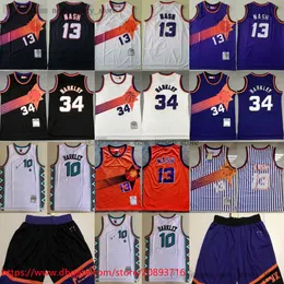 Mitchell och Ness 1996-97 Basketball 13 Steve Nash Jersey Retro Classic 34 Charles Barkley Jerseys Sydd Orange Black Purple White Stripe 1995 All-Star
