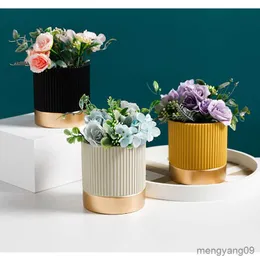 Planters Pots Ceramic Cement Pot Succulent Decoration Desktop Mini Flowerpot Home With Hole Office Decor Flower R230621