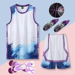 Conjuntos de roupas Camisa de basquete masculino Terno esportivo Secagem rápida Agasalho sem mangas Crianças Brincar Uniformes Crianças Bola em branco Kits de roupas esportivas Meninas 230620