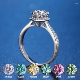 Pierścienie klastra w sprzedaży Pierścień Moissanite dla kobiet 1ct 6,5 mm S925 Srebrna biżuteria D.