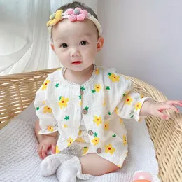 Jacken Baby Floral Gaze Klimaanlage Hemd Mode Bunte Bedruckte Strickjacke Sonnenschutz Top 2023 Sommer Geborener dünner Mantel