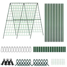 Other Garden Tools Cucumber Trellis Set A Frame For Vegetable Plant Grow Supports Fit Climbing Detachable 48x48Inch With Net And Clips 230620