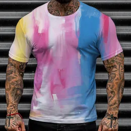 Camisetas Masculinas Camiseta Masculina Abstrato Tie Dyed Estampado em 3D Decote em O Top Manga Curta Simples Roupas Masculinas Verão Regular Solto O Neck T-Shirt 6xl 230620