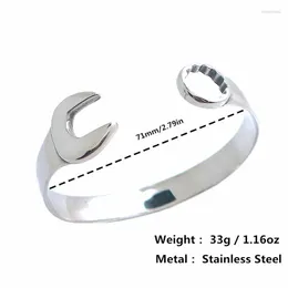 Bangle Mens Boys 316L Stainless Steel Cool Polishing Spanner Adjusted