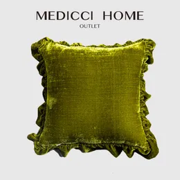 Подушка корпус Medicci Home Ruffles Cushion Cover Pure Color Retro Emerald Green диван диван спальня гостиная, декоративная наволочка 230621