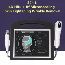 2 In 1 RF Microneedling 4D HIFU Machine Fractional Microneedle Scar Stretch Mark Treatment Acne Removal Skin Rejuvenation Facial Lifting Body Slimming Equipment