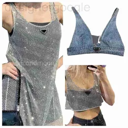 Abiti casual di base designer Donna Abito con strass lucido Sexy Crop Top Vest Fashion Denim Reggiseno Top senza maniche Sling Gilet Donna IKN1