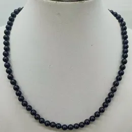 Kedjor vackert mode 6mm svart onyx agat runda pärlor halsband 20 tum damer smycken gåva