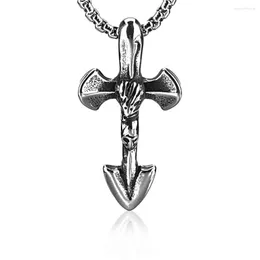 Pendant Necklaces Cruz Luoyang Pala Barco Pirata Ancla Colgante De Acero Titanio Vintage Stainless Steel Men's Necklace