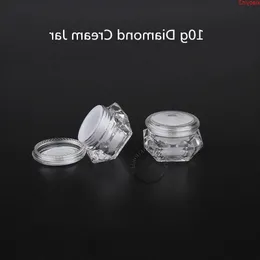 50st/Lot Empty Plastic Diamond 10g Cream Jar Refillable Bottle 10ml Cosmetic Container Packaging Liten Eye Pot RefillableHigh Quantlt VGMMS