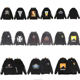 Tasarımcı Giyim Erkek Sweatshirts Hoodies Rhude Serisi Yıkanmış Eski Büyük Baskı Hoodie Erkekler için Kadınlar Yüksek Sokak Gevşek Gevşek Hoodie Ins Moda Sokak Giyin